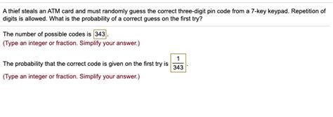 Probability Guessing a Code in 3 Attempts .